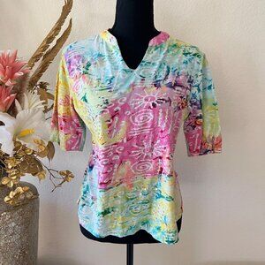 Y2K Beachy Kidcore Sequin Tie-dye 100% Cotton Colorful Top
